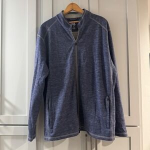 Johnnie-O Willem Full Zip Jacket Mens XL Indigo Heather JMJK2190 Mock Neck